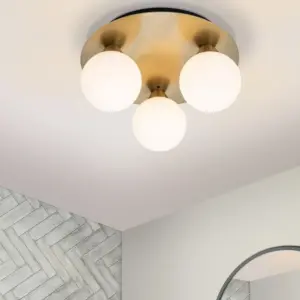 COSYLYTE Bowen Bathroom 3 Light  Opal Glass Ceiling Light