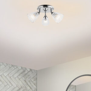 COSYLYTE Athella Bathroom 3 Light  Ribbed Glass Spotlight