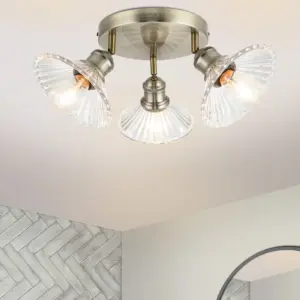 COSYLYTE Milan Bathroom 3 Light Ribbed Glass Spotlight